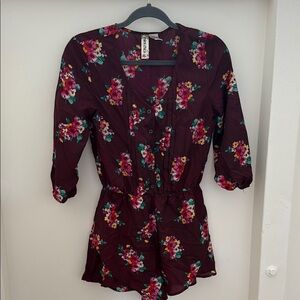 Mimi Chica Burgundy Floral Dress